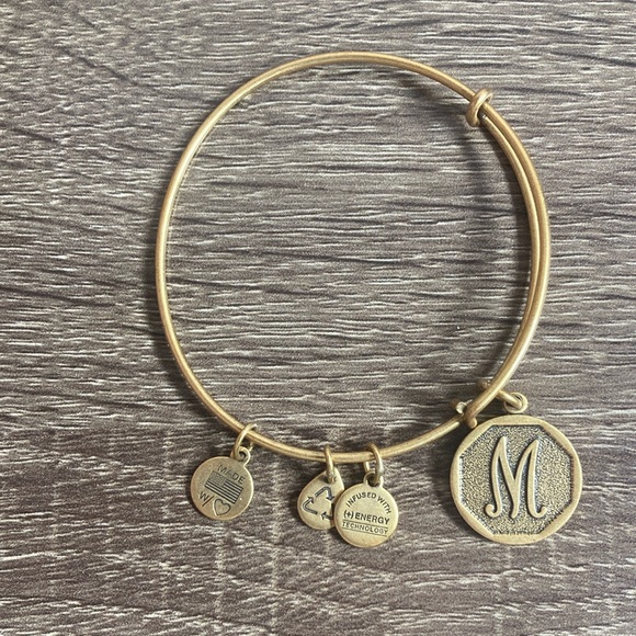 EUC Alex and Ani Energy Monogram Letter "M" Initial Bracelet Charm Bangle - Picture 1 of 6